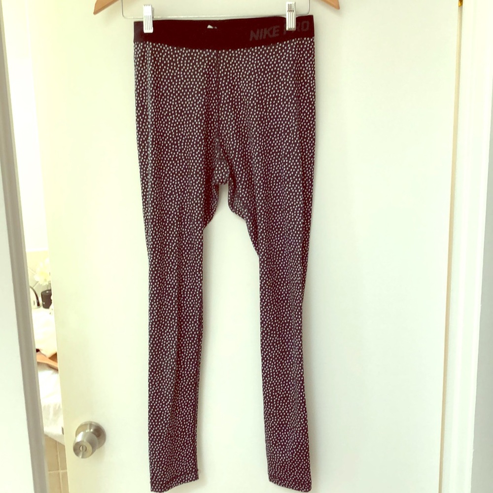 Nike Pro polka dot white and black leggings medium